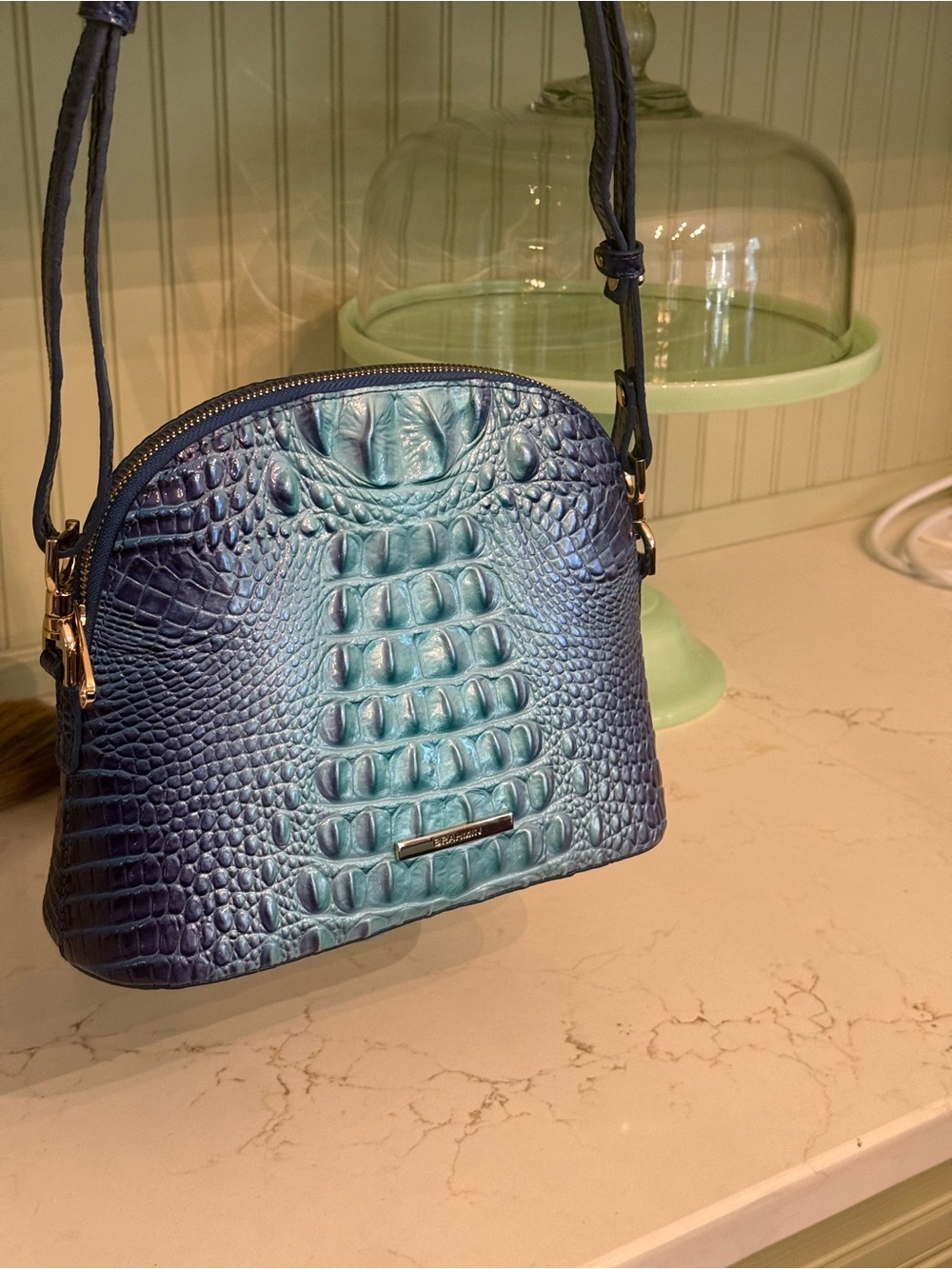 Brahmin Gorgeous Turquiose Wear 3 Ways Bag!
